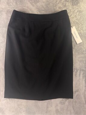 Calvin Klein Women's Black Pencil Skirt Size 6 Knee-Length Zip Logo CSE1705A